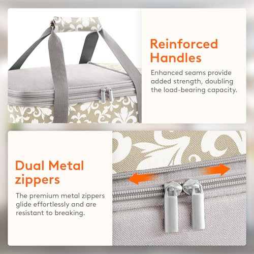 Lifewit Insulated Double Decker Casserole Carrier, Expandable Lasagna Lugger Tote Bag for Hot or Cold Food, Fits 9" x 13" Baking Dish for Potluck Parties, Picnic and Cookouts, Grey-Flowers - color: Grey-Flowers