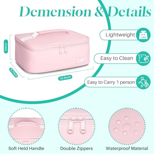 NOL Natural Organic Lifestyle Insulated Lunch Bag for Adults – Compact Cooler Lunch Box with Food-Grade Lining, Waterproof Lunch Bag for Work, Travel | Portable Thermal Meal Tote with Handle, Pink - color: Pink, size: Small (4.5 Liters)
