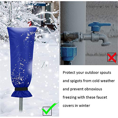 Frienda Outdoor Faucet Cover for Winter Freeze Protection 25'' x 10'' Winter Outside Large Backflow Preventer Insulation Spigot Hose Bib Cover for Garden Lawn Faucet Yard Hydrant(Blue,2 Pieces) - color: Royal Blue