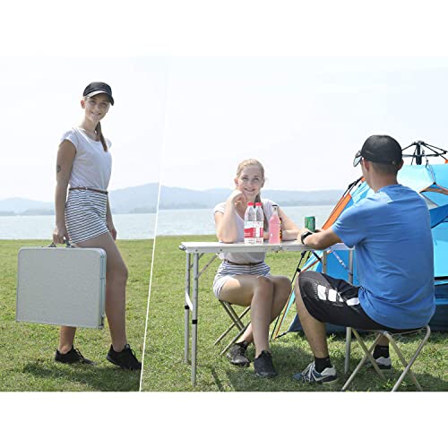 REDCAMP Aluminum Camping Table 3 Foot, Portable Folding Table Adjustable Height Lightweight for Picnic Beach Outdoor Indoor, White 36 x 24 inch - size: 3-Feet (2 heights 15"/28")