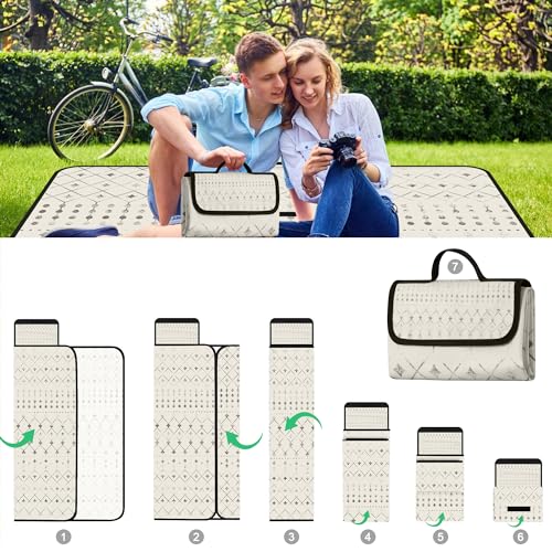 Picnic Blankets Waterproof,79''x79'' Extra Large Foldable Sandproof Beach Blanket,Portable 3-Layer Polyester Outdoor Picnic Blanket for Grass Lawn,Beach,Family Camping,Park,Travel-Beige - color: Beige