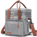 MOV COMPRA Adult Lunch Box for Work, Expandable Large Lunch Bags for Women Men, Leakproof Double Deck Lunch Box Cooler Tote Bag with Removable Shoulder Strap (Grey) - color: Gray