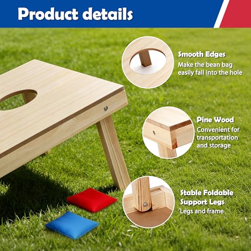 Nova Microdermabrasion 4x2Ft or 3x2Ft Solid Wood Cornhole Game Board with 8 Bean Bags and Carrying Case for Outdoor Yard Beach Lawn Party Backyard - style: Classic Size 3x2ft