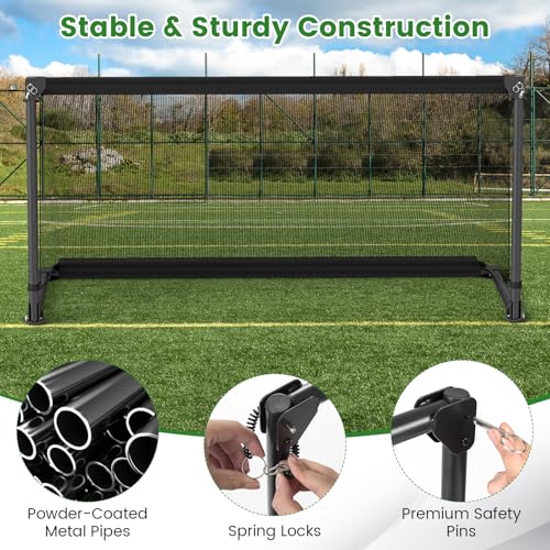 Goplus Soccer Goal, Portable Toddler Soccer Net with Metal Frame, Ground Stakes, Quick Setup, Foldable Soccer Training Equipment for Outdoor Practice Games - style: 59" x 28" x 30"
