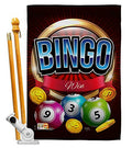 Bingo Win House Flag Set Interests Game Bunco Night Dice Poker Hobbies Leisure Activity Small Decorative Gift Yard Banner Double-Sided Made In USA 28 X 40