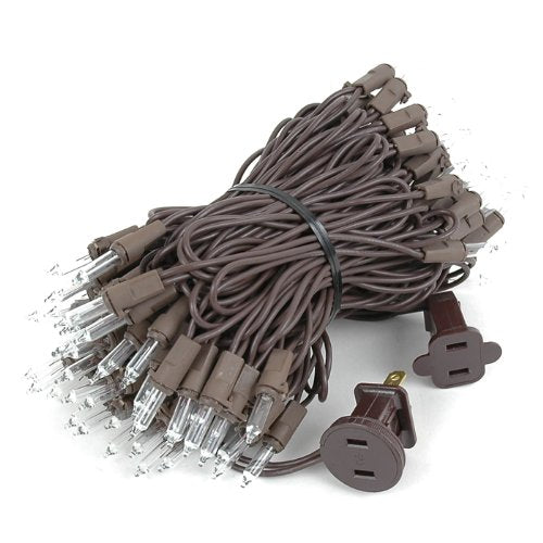 Novelty Lights 34 Feet 100 Bulbs Traditional Incandescent Mini Lights, Clear on Brown Wire with 4" Spacing, Commercial Grade and UL Listed for Indoor/Outdoor Use, End-to-End Connectable - color: Brown Wire