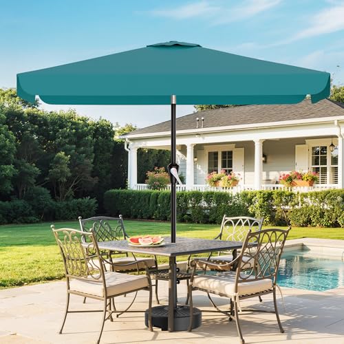 AreShark 6.5 x 10 FT Rectangular Valance Patio Umbrella, Outdoor Umbrella with Tilt and Crank, Market Table Umbrellas W/ 6 Ribs UV Protection for Garden, Deck, Backyard and Pool, Lake Blue - color: Lake Blue, size: 6.5x10 FT
