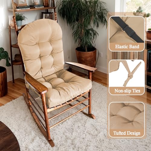 Adirondack Chair Cushion, Thick Indoor/Outdoor Rocking Chair Cushion with High Elasticity PP Cotton, Fade-Resistant, 44'x19'x4 - color: Khaki