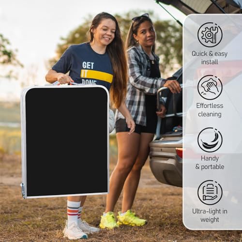 VINGLI 4 Ft Folding Table, Aluminum Camping Table, Picnic Table with Storage, Adjustable Height for Outdoor Beach BBQ Backyards Travel Party (Black) - color: Black