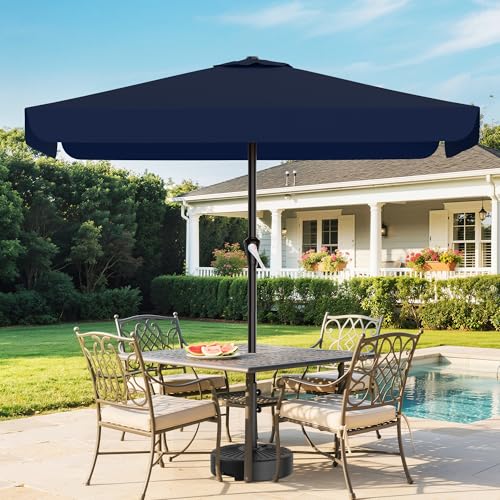 AreShark 8 X 10 FT Large Rectangular Patio Umbrella with Valance, Outdoor Table Market Umbrella w/Crank & 8 Ribs, Rectangle Outdoor Umbrellas for Garden, Deck, Yard and Poolside, Navy - color: Navy, size: 8x10 FT