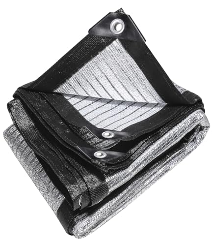 E.share 80%-85% Aluminum Shade Cloth, 13ft X 24ft Silver Heat Reflective Mesh Tarp with Grommets, Sun Block Privacy Cover for Outdoor Pergola, Patio, Garden, Greenhouse, Balcony, Car, Pet, Lawn - size: 13ft X 24ft