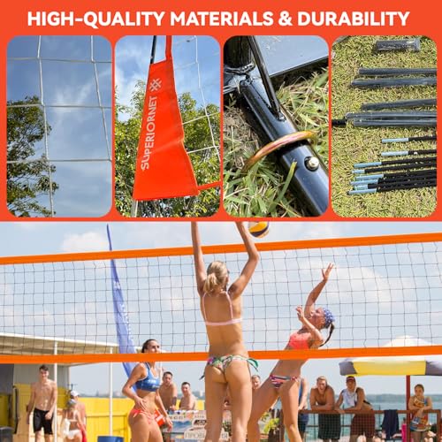 Portable Volleyball Net System Capable of preventing Sagging withThickened Poles, Height Adjustable UV-Resistant Tear-Proof Mesh and Carry Bag for Backyard, Beach and Outdoor Practice