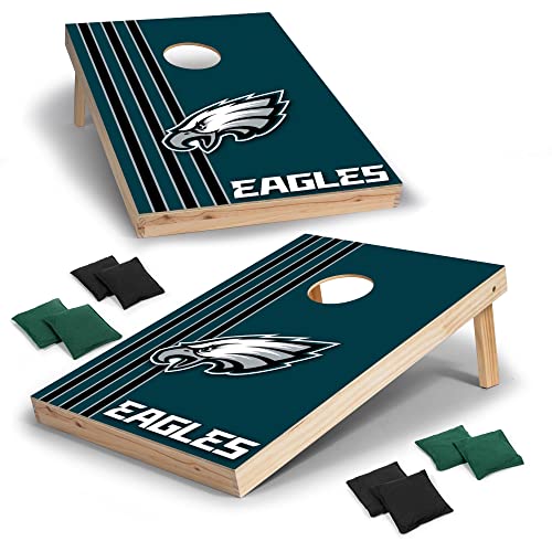 Wild Sports 2' x 3' Solid Wood Cornhole Set with Direct Print HD Team Graphics – Great Gift for Any Football Fan! Bean Bag Toss Family Outdoor Games – NFL Philadelphia Eagles