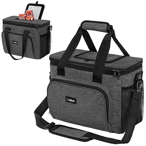 OPUX Soft Cooler Bag, Insulated Collapsible Lunch Cooler Tote for Men Work Camping Beach Travel, Portable Soft Sided Leakproof Waterproof Large Lunch Bag Box with Shoulder Strap 30 Cans, Charcoal Gray - color: Charcoal, size: 30 Cans