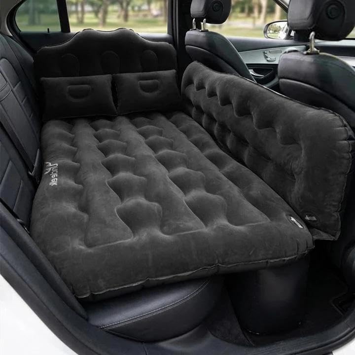 Car Air Mattress Bed: Inflatable Back Seat Air Mattress for Car, Thick Camping Sleeping Pads with 2 Pillows & Air Pumps, Fits Sedan/Truck/SUV, Black - color: Black, size: Car Air Mattress