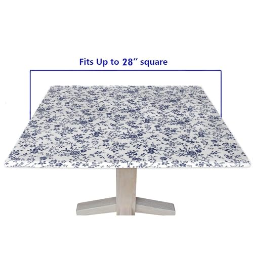 Fitted Tablecloth Square with Elastic 28x28 in Outdoor Tablecloths Elastic Table Cloth for Tables Waterproof Wipeable Table Cover for Picnic Camping Dinner - color: Blue, size: 28" x 28" (Square)