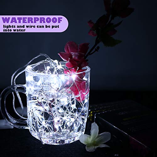 6 Pack Fairy Lights Battery Operated No Remote Waterproof Firefly Lights LED Starry String Lights 20 LEDs 7ft Silvery Copper Wire for Wedding Party Bedroom Patio Christmas Decor Cool White - color: Cool White, size: 7ft