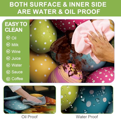 ANNA QUEEN Easter Holiday 6FT Picnic Table Cover with Bench Covers Set of 3 with Drawstring Bag, Colorful Easter Eggs 72"x30" Waterproof Fitted Picnic Tablecloth & Bench Covers for Outdoor Dining - color: #58
