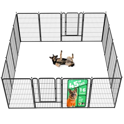 FXW Rollick Unleashed Dog Playpen for Indoor, Yard, RV Camping, 45 inch 16 Panels for Large Dogs│Patented - color: Black, size: 45"H