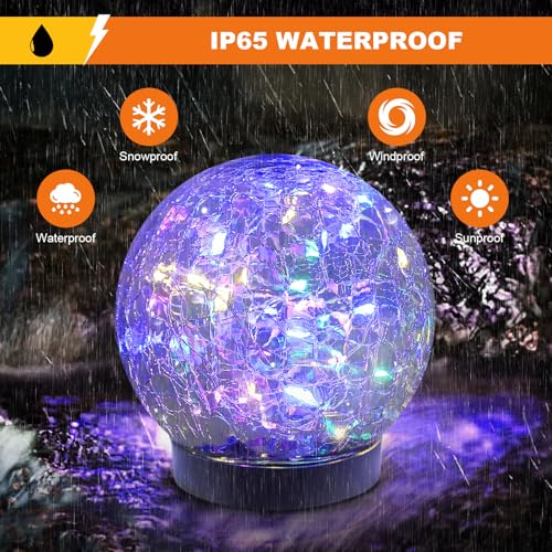 MLKNK Solar Globe Lights Outdoor Waterproof-Solar Balls-Solar Garden Lights-Orbs for Outside 8 Pack Cracked Glass Ball for Lawn Patio Yard Backyard Decorations - color: Multicolor, size: 8 globes