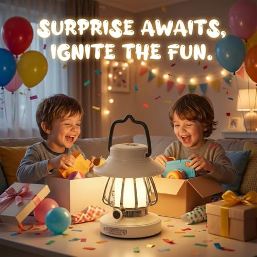 Kids Lantern with 3 Color Dimmable & USB-C Charging, Boys Night Light for Bedroom, Indoor Outdoor Adventures & Emergency Use Toddler Flashlight Camping Essentials for Kids (White) - color: White
