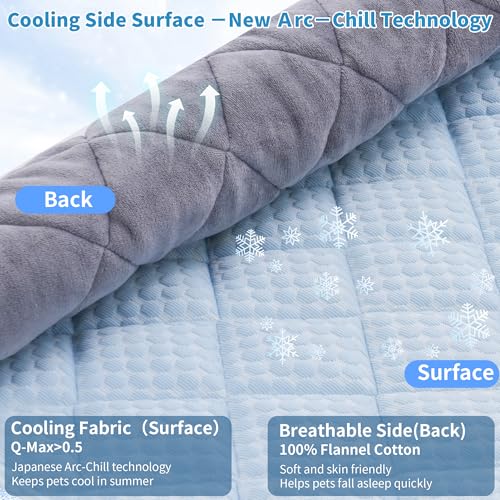 Dog Cooling Mat, Washable Cooling Mat for Dog, Foldable Kennel Pet Bed, Cool Pad (Cool &Warm Surface) for All Seasons Use, Pet Pads for Cats Use in Crate (35.4x23.6 Inch) - size: 35.4x23.6 Inch