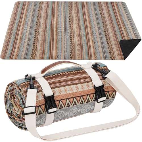 Extra Large Waterproof Picnic Blanket | Portable Camping & Beach Mat | Sand Free with Carry Strap | Park Blanket for Grass, Hiking, Travel, Concerts, Indoor (Orange) - color: Orange, size: 4'11" x 6'7" (Rectangular)