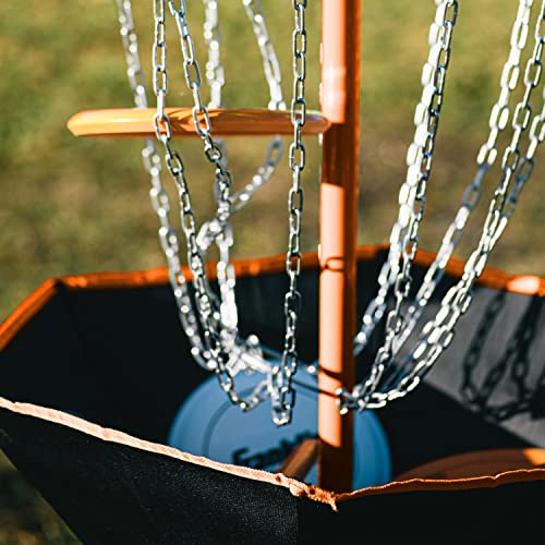 Franklin Sports Disc Golf Baskets - Portable Disc Golf Target with Chains Included - Disc Golf Basket Stand Equipment for Hole + Course Creation - style: Deluxe Steel Chain