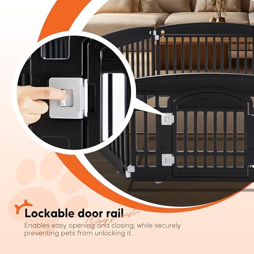HealSmart 6 Panel 24" Plastic Dog Playpen, Folding & Portable Pet Playpen for Indoor & Outdoor Use, Safe & Secure Fence, Ideal for Small to Medium Dogs, Black - color: Black, size: 24 Inch 6 Panels, style: Plastic