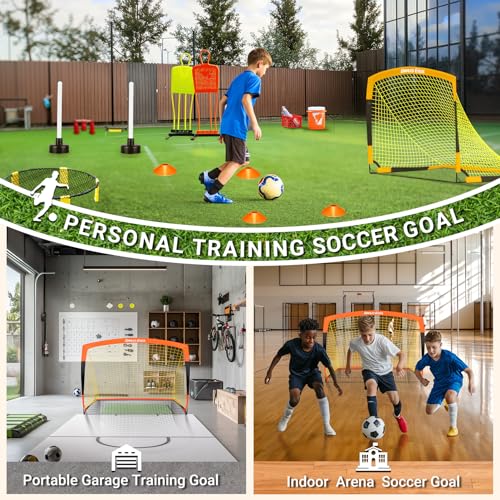 Dimples Excel Soccer Goals Kids Net for Backyard 7x5, 5x3.6, 4x3, 3x2.2 FT - style: 5'x3.6' FT, 2 Set
