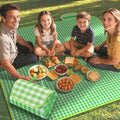 Large Picnic Blanket Beach Blanket 70'' x 70'', Outdoor Waterproof Sandproof Foldable Blanket, Camping Garden Grass Patio Lawn Park Hiking Travel Essential Accessories Green Gingham Mats