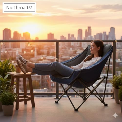 Northroad Oversized Foldable Camping Chair, Outdoor Padded Lawn Chair w/Cup Holder,Carry Bag for Beach, Hiking, and Picnics,Heavy-Duty 300-lbs Capacity, Blue - color: Blue