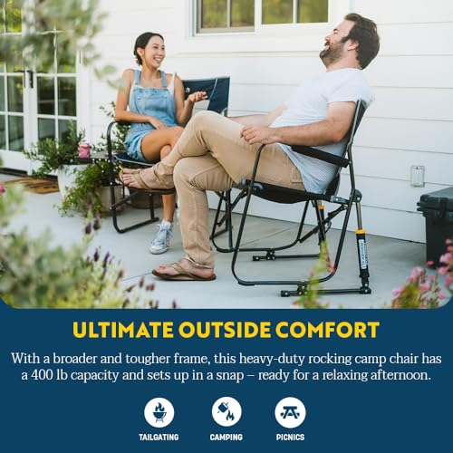 GCI Outdoor Freestyle Rocker XL Portable Folding Rocking Chair and Outdoor Camping Chair - color: Black, style: Freestyle Rocker Xl