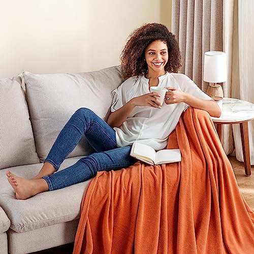 Berkshire Blanket Microfleece Throw Size Bed Throw Blanket Amberglow Orange,Lightweight Soft Breathable Plush Micro Fleece Throw Blanket for Travel,Bed and Couch,50x60 Inches - color: Amberglow, size: Throw/Throw XL