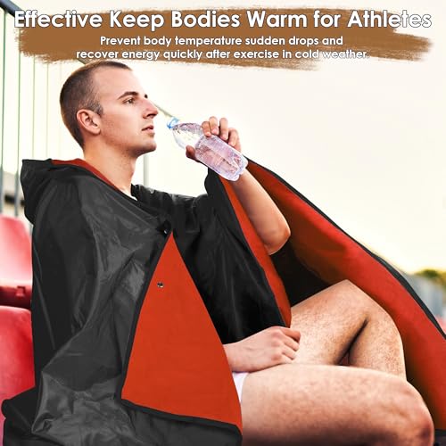 Catalonia Waterproof Stadium Blanket, Windproof Wearable Poncho for Football Sideline & Sports Events for Fans, Portable, Durable Outdoor Blanket for Camping & Tailgating - color: Black / Orange