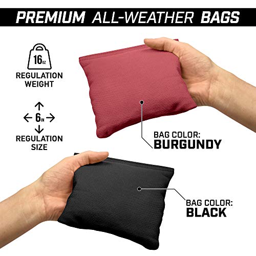 GoSports 4 ft x 2 ft Regulation Size Wooden Cornhole Boards Set - Includes Carrying Case and Bean Bags (Choose Your Colors) Over 100 Color Combinations - color: Black & Burgundy