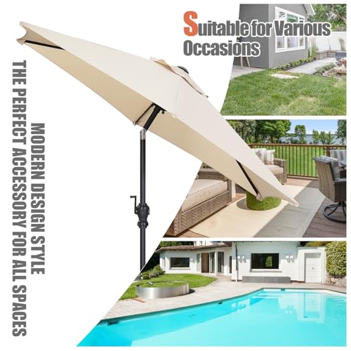 GDY 7.5FT Patio Umbrella Outdoor Table Umbrella,Market Umbrella with Push Button Tilt and Crank for Garden, Lawn, Deck, Backyard & Pool (Beige) - color: Beige, size: Umbrella Only