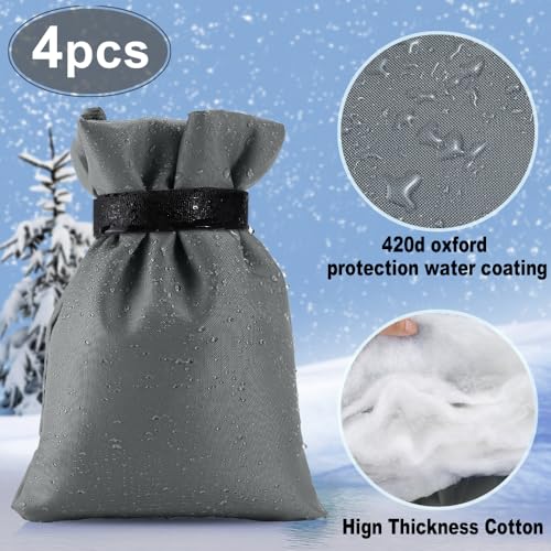 Wohohoho Outdoor Faucet Covers for Winter, 4 Packs Pro 10" H x 7" W Grey Outside Faucet Cover Freeze Protection, Reusable Waterproof Insulated Spigot Cover, Thickened Garden Faucet Socks Hose Bibs - color: Gray