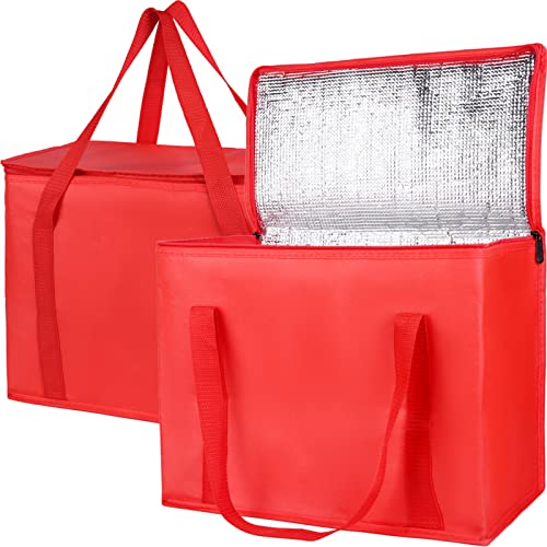 Bodaon 1-Pack Insulated Reusable Grocery Shopping Bags, X-Large Picnic Cooler Bag with Top Cold, Insulated Food/Pizza Delivery Bag (Red) - color: Red, size: X-Large