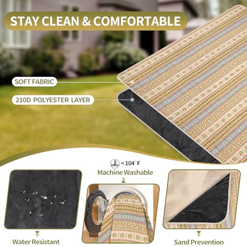 Picnic Blankets Outdoor Extra Large-Waterproof Picnic Blanket with Shoulder Carry Strap | Machine Washable Picnic Mat with Sandproof Backing for Park , Grass, Camping, Hiking, Concerts (Yellow) - color: Yellow, size: 4'11" x 6'7" (Rectangular)