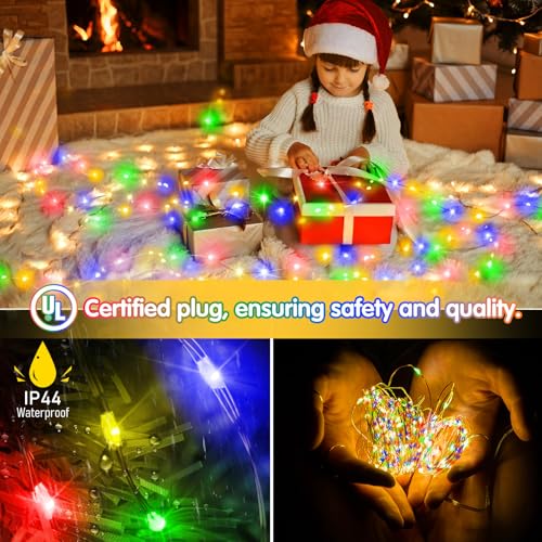 KNONEW 400FT Outdoor Christmas Fairy Lights Plug in,1200 LED String Lights Outdoor Waterproof 8 Modes Memory Times for Wedding Bedroom Walls Garden Trees Decoration - color: Multicolor, size: 400FT 1200 LED Copper-colored wire