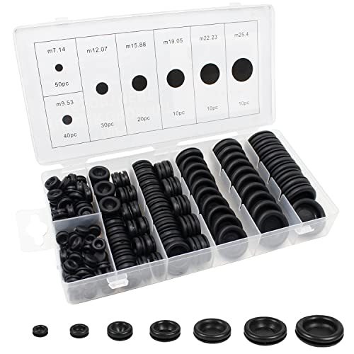 EASYEAH 170 Pcs Rubber Grommets Firewall Hole Plug Set Electrical Wire Gasket Kit, Automotive Rubber Grommets for Wiring Assortment Kit for 1/4 3/8 1/2 5/8 3/4 7/8 1 Inch Round Drill Hole - style: 7 Sizes-170 pcs, Closed