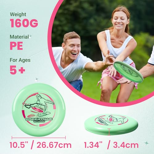 Frisbee Outdoor Flying Disc 160g, 10.5 Inch Sports Disc, Durable and Flexible, for Outdoor Beach Backyard Family Fun - color: Mint Green(2Pack)