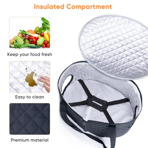 BAGSPRITE Slow Cooker Carrying Case Compatible with 6-8 Quart Crockpot Carrier for Hot Food and Hamlton Beach Slow Cooker Tote with Lid Fastener for Crock-pot Dust Cover Applicances - color: Black