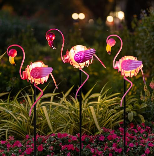 Stargarden 3 Pack Garden Solar Lights, Flamingo Solar Figurine Lights, Decorative Garden Stakes Waterproof Yard Decorations Outdoor for Pathway, Patio - color: Flamingo