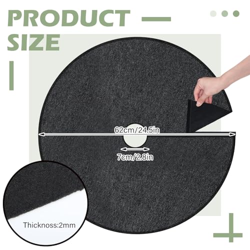Tegeme 4 Pack 24.5 Inch Tree Ring with Self Adhesive and 8 Ground Pins, Degradable Protector Mat Reusable Non Woven Tree Mulch Ring Mat for Gardening Landscaping Weed Control Root Protection