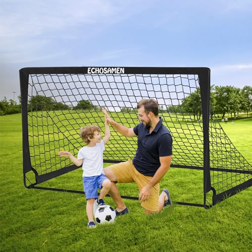 Kids Soccer Goals for Backyard, 2 of 6 x 4 ft Kids Soccer Goal Set Soccer Net with 10 Soccer Cones, Agility Ladder & Carry Bag, Portable Soccer Training Equipment. - color: Black