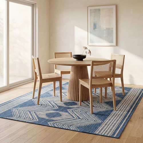 Nuloom Ranya Blue/Ivory, 4' x 6', Tribal Geometric, Soft and Cozy, High Traffic, Stain Resistant, Easy Clean, Durable Area Rug for Indoor/Outdoor Patio, Deck, Porch, Garden, Courtyard - color: Blue, size: 4' x 6' (Rectangular)