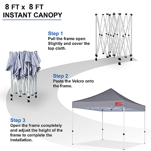 MASTERCANOPY Pop Up Canopy Tent Commercial Grade Instant Shelter (8x8, Grey) - color: Gray, size: 8x8