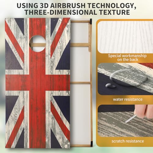 Cornhole Set, Corn Holes Outdoor Game, Regulation 2X4 Cornhole Boards, Portable Cornhole Set, Classic American Flag Cornhole Set Includes 2 Boards, 8 Cornhole Beans Bags & Carry Case - color: 4x2FT Union Flag Board Cornhole Set